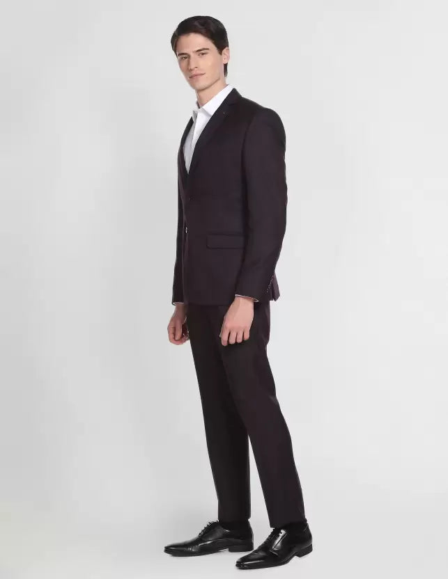 Men Patterned Knit Zero Calorie Fit Two Piece Suit Woven Suit