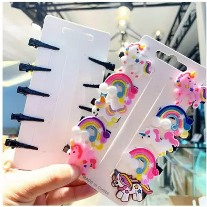 Rainbow Unicorn Ice Cream Hair Clips Set Baby Hairpin For Kids Girls