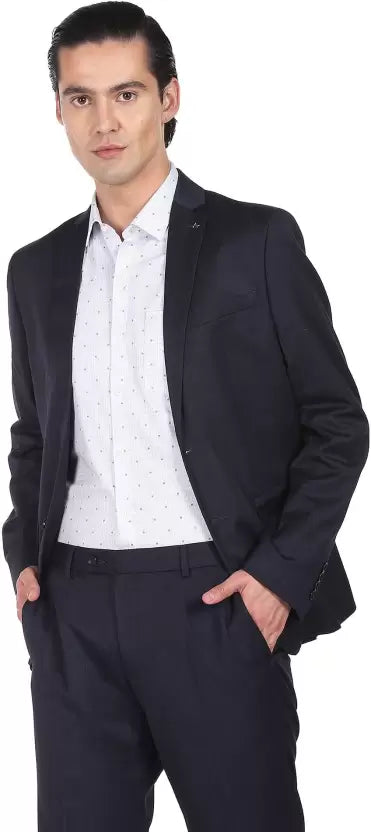 Men Double-breasted Solid Suit