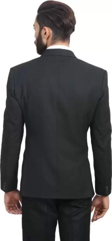 Men Solid Single Breasted Wedding, Casual, Party, Formal, Beach Wear, Sports, Lounge Wear, Festive, Festive & Wedding Blazer  (Black)