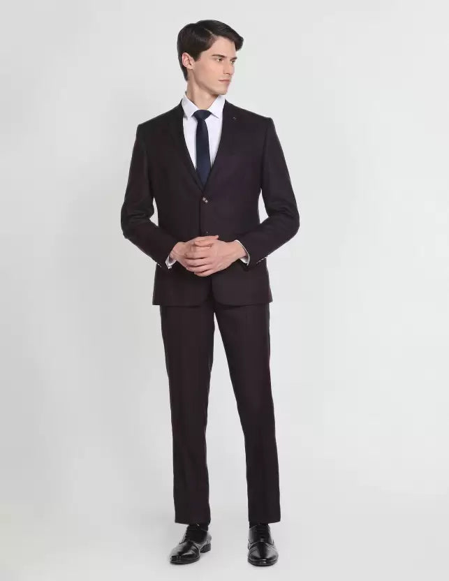 Men Patterned Knit Zero Calorie Fit Two Piece Suit Woven Suit