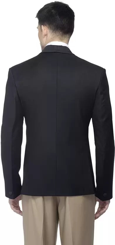 Men Solid Tuxedo Style Formal, Festive & Wedding Blazer  (Black)
