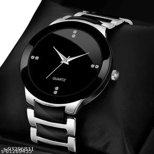 Ecolves Stylish Silver Black Metal Best Collection Men Wrist Watch