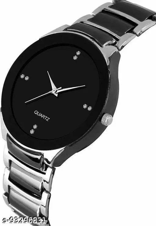 Ecolves Stylish Silver Black Metal Best Collection Men Wrist Watch