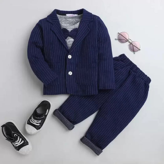 Boys Party(Festive) Jacket Pant  (Blue)