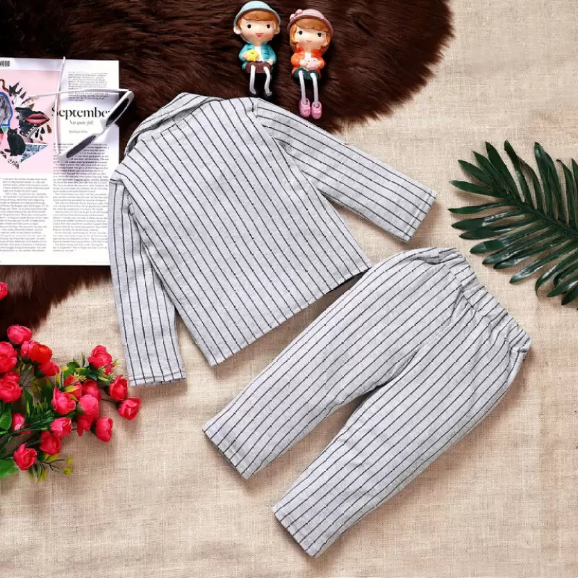 Boys Party(Festive) Jacket Pant  (Grey)