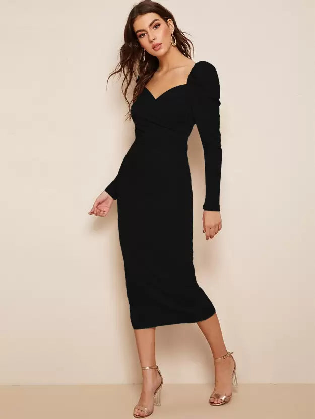 Rosery Paris  Women Bodycon Black Dress