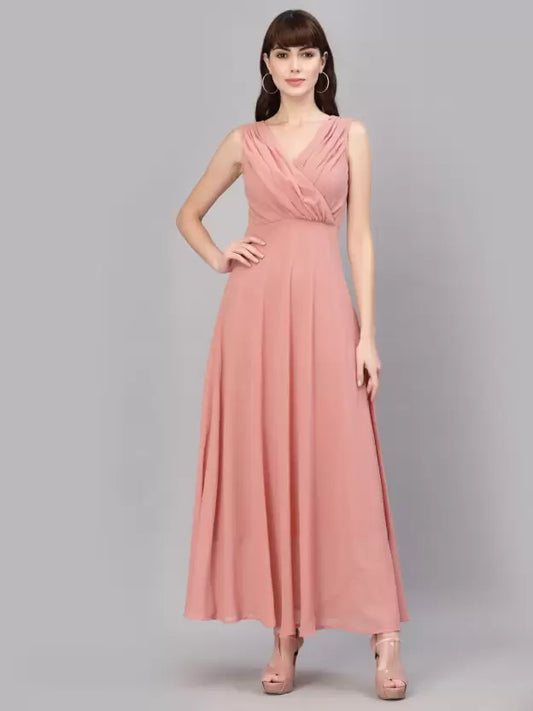 AAYU  Women Fit and Flare Beige Dress