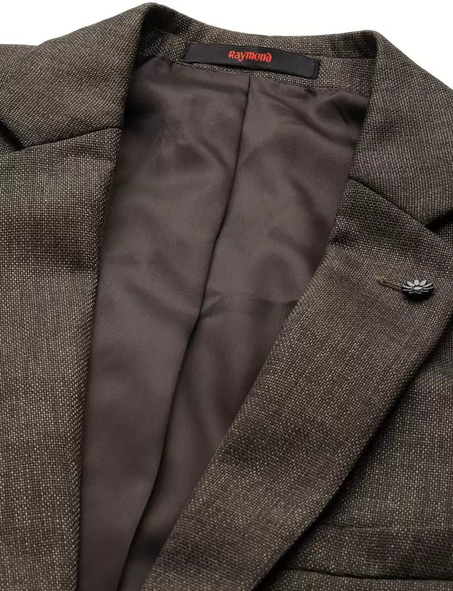 Men Solid Single Breasted Formal Blazer  (Brown)