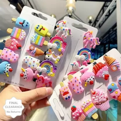 Rainbow Unicorn Ice Cream Hair Clips Set Baby Hairpin For Kids Girls