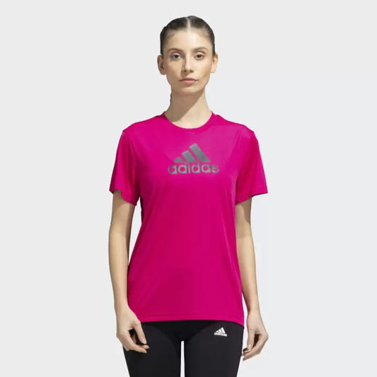ADIDAS  W BL T ADIDAS  W BL T Women Printed Round Neck Polyester Pink T-Shirt