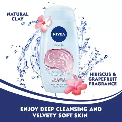 NIVEA Women Shower Gel Combo, Clay Fresh Hibiscus & Grapefruit